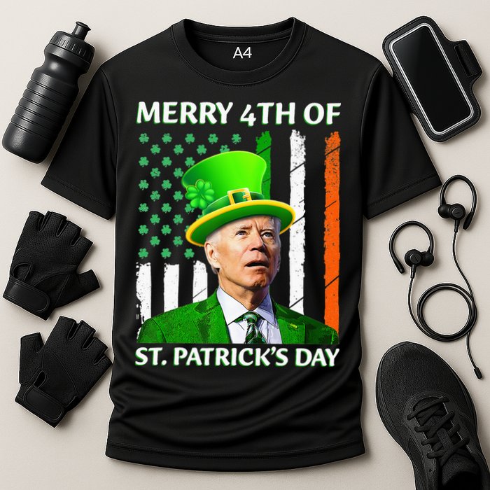 Merry 4th Of St Patrick's Day Funny Leprechaun Joe Biden  Performance Shirt