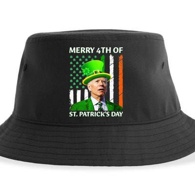 Merry 4th Of St Patrick's Day Funny Leprechaun Joe Biden  Sustainable Bucket Hat