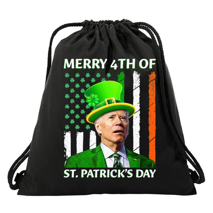 Merry 4th Of St Patrick's Day Funny Leprechaun Joe Biden  Drawstring Bag