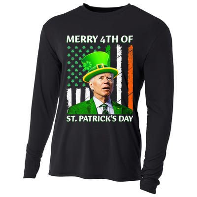 Merry 4th Of St Patrick's Day Funny Leprechaun Joe Biden  Cooling Performance Long Sleeve Crew
