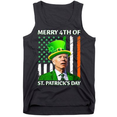 Merry 4th Of St Patrick's Day Funny Leprechaun Joe Biden  Tank Top