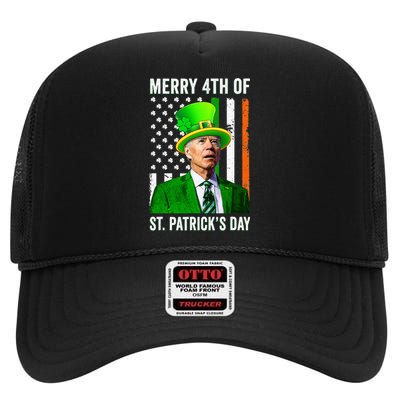 Merry 4th Of St Patrick's Day Joe Biden Leprechaun Hat  High Crown Mesh Back Trucker Hat