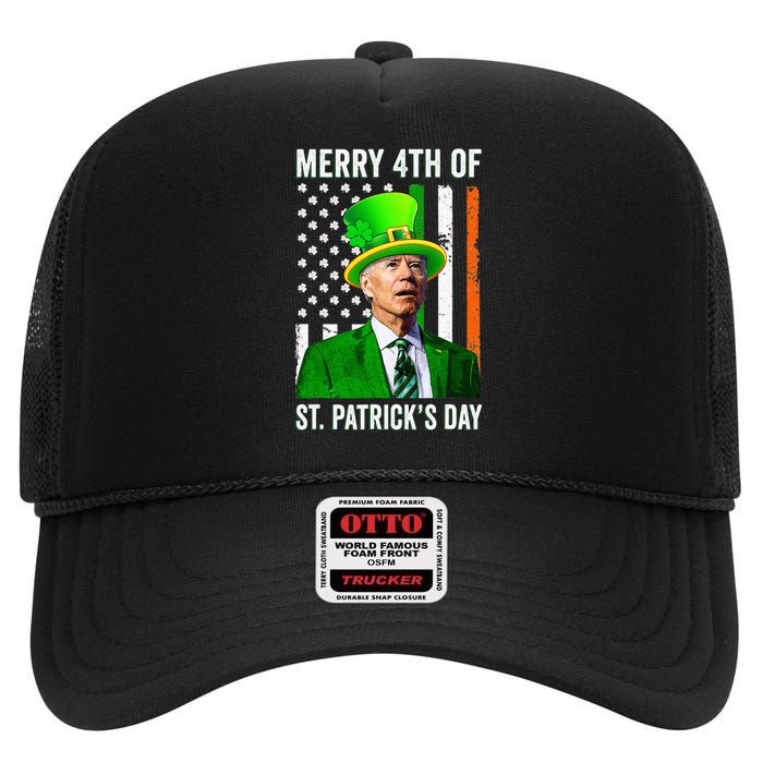 Merry 4th Of St Patrick's Day Joe Biden Leprechaun Hat  High Crown Mesh Back Trucker Hat