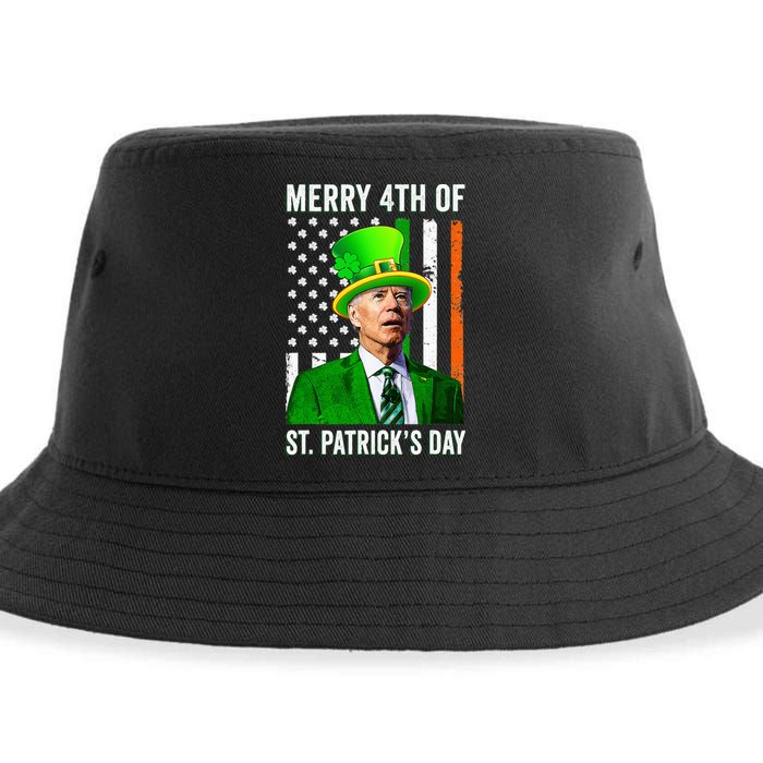 Merry 4th Of St Patrick's Day Joe Biden Leprechaun Hat  Sustainable Bucket Hat