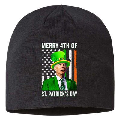 Merry 4th Of St Patrick's Day Joe Biden Leprechaun Hat  Sustainable Beanie