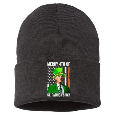 Merry 4th Of St Patrick's Day Joe Biden Leprechaun Hat  Sustainable Knit Beanie