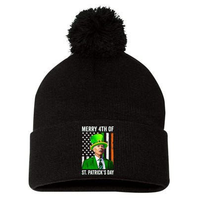 Merry 4th Of St Patrick's Day Joe Biden Leprechaun Hat  Pom Pom 12in Knit Beanie