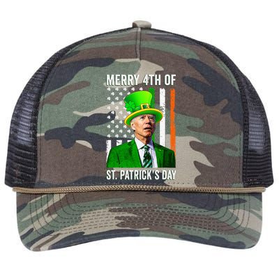 Merry 4th Of St Patrick's Day Joe Biden Leprechaun Hat  Retro Rope Trucker Hat Cap