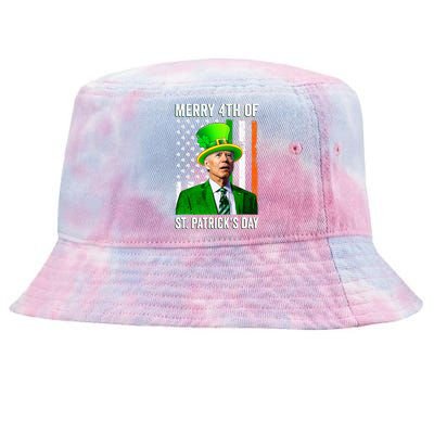 Merry 4th Of St Patrick's Day Joe Biden Leprechaun Hat  Tie-Dyed Bucket Hat