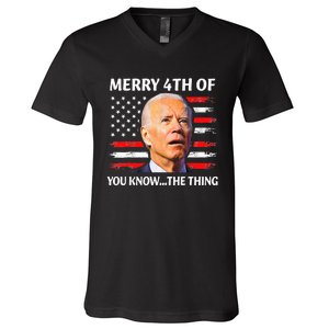 Merry 4th Of You Know...The Thing Happy 4th Of July Memorial  V-Neck T-Shirt