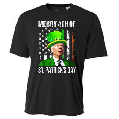 Merry 4th Of St Patricks Day Funny Joe Biden Leprechaun Hat Cooling Performance Crew T-Shirt