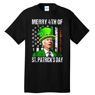 Merry 4th Of St Patricks Day Funny Joe Biden Leprechaun Hat Tall T-Shirt