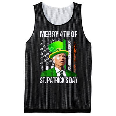 Merry 4th Of St Patricks Day Funny Joe Biden Leprechaun Hat Mesh Reversible Basketball Jersey Tank