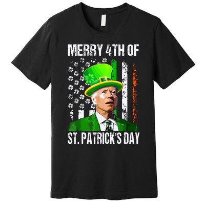 Merry 4th Of St Patricks Day Funny Joe Biden Leprechaun Hat Premium T-Shirt