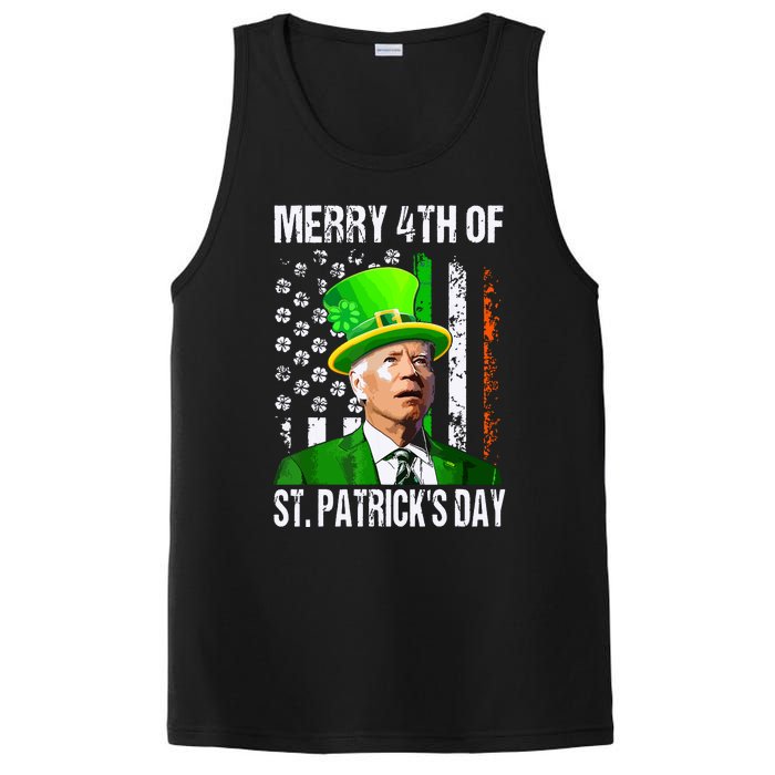 Merry 4th Of St Patricks Day Funny Joe Biden Leprechaun Hat PosiCharge Competitor Tank