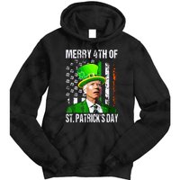 Merry 4th Of St Patricks Day Funny Joe Biden Leprechaun Hat Tie Dye Hoodie