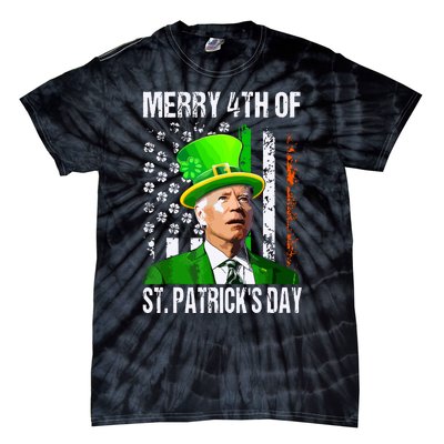 Merry 4th Of St Patricks Day Funny Joe Biden Leprechaun Hat Tie-Dye T-Shirt