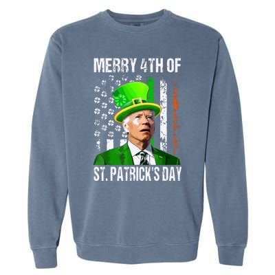 Merry 4th Of St Patricks Day Funny Joe Biden Leprechaun Hat Garment-Dyed Sweatshirt