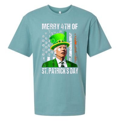 Merry 4th Of St Patricks Day Funny Joe Biden Leprechaun Hat Sueded Cloud Jersey T-Shirt