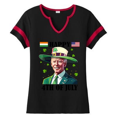 Merry 4th Of Easter Funny Joe Biden St Patricks Day Confused Ladies Halftime Notch Neck Tee