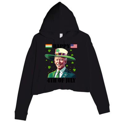 Merry 4th Of Easter Funny Joe Biden St Patricks Day Confused Crop Fleece Hoodie