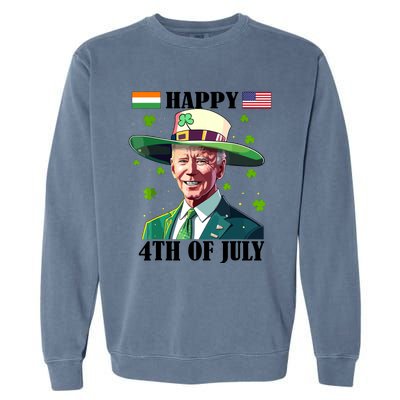 Merry 4th Of Easter Funny Joe Biden St Patricks Day Confused Garment-Dyed Sweatshirt