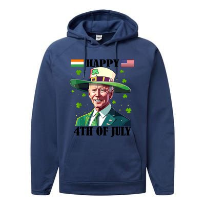 Merry 4th Of Easter Funny Joe Biden St Patricks Day Confused Performance Fleece Hoodie