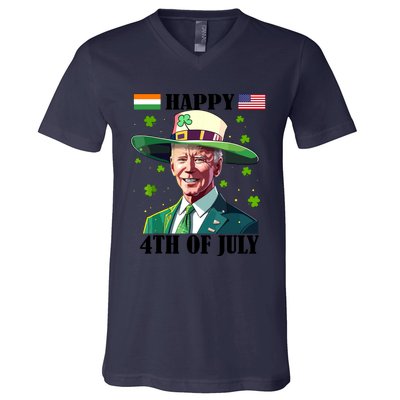 Merry 4th Of Easter Funny Joe Biden St Patricks Day Confused V-Neck T-Shirt