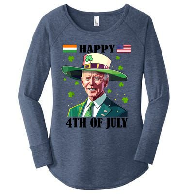 Merry 4th Of Easter Funny Joe Biden St Patricks Day Confused Women's Perfect Tri Tunic Long Sleeve Shirt