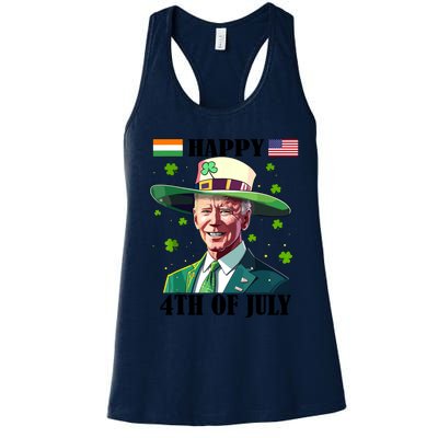 Merry 4th Of Easter Funny Joe Biden St Patricks Day Confused Women's Racerback Tank