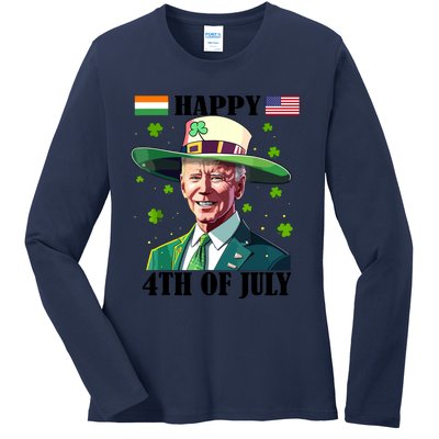 Merry 4th Of Easter Funny Joe Biden St Patricks Day Confused Ladies Long Sleeve Shirt