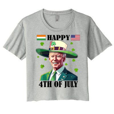 Merry 4th Of Easter Funny Joe Biden St Patricks Day Confused Women's Crop Top Tee