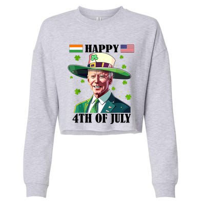 Merry 4th Of Easter Funny Joe Biden St Patricks Day Confused Cropped Pullover Crew