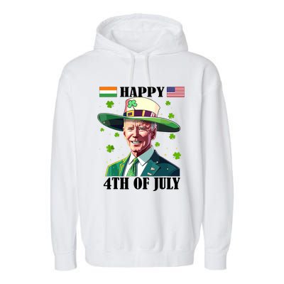 Merry 4th Of Easter Funny Joe Biden St Patricks Day Confused Garment-Dyed Fleece Hoodie