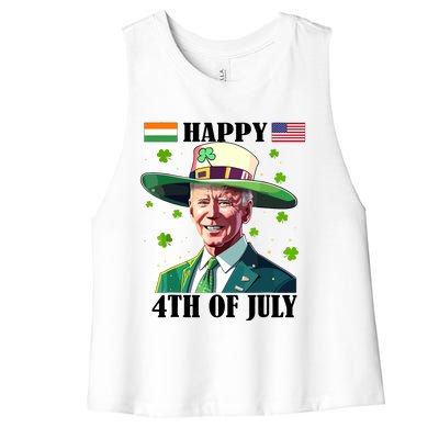 Merry 4th Of Easter Funny Joe Biden St Patricks Day Confused Women's Racerback Cropped Tank