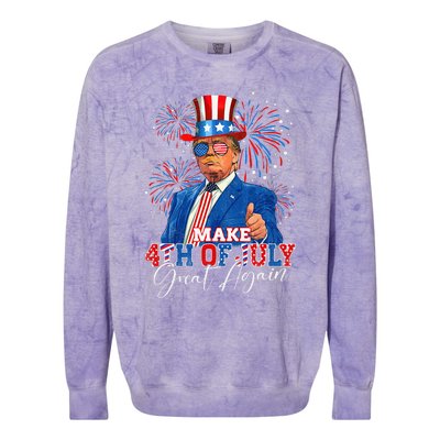 Make 4th Of July Great Again Patriotic Firework Donald Trump Colorblast Crewneck Sweatshirt