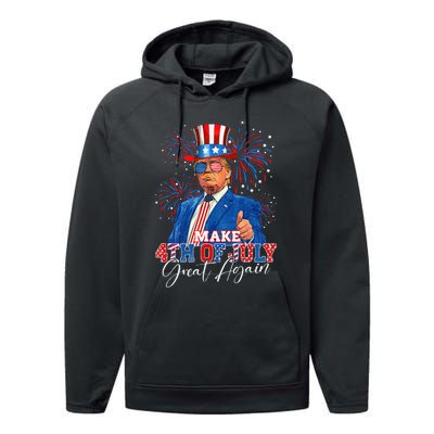 Make 4th Of July Great Again Patriotic Firework Donald Trump Performance Fleece Hoodie