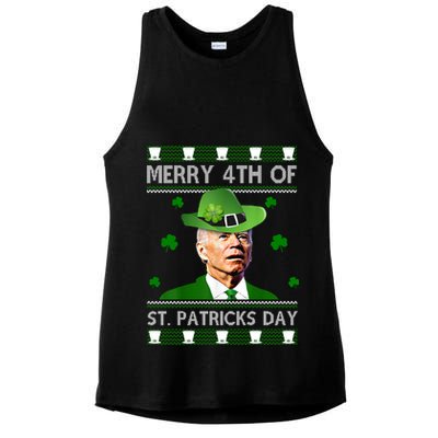 Merry 4th Of St Patrick's Day Funny Joe Biden Ladies PosiCharge Tri-Blend Wicking Tank
