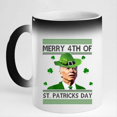 Merry 4th Of St Patrick's Day Funny Joe Biden 11oz Black Color Changing Mug