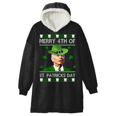 Merry 4th Of St Patrick's Day Funny Joe Biden Hooded Wearable Blanket