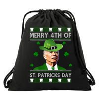 Merry 4th Of St Patrick's Day Funny Joe Biden Drawstring Bag