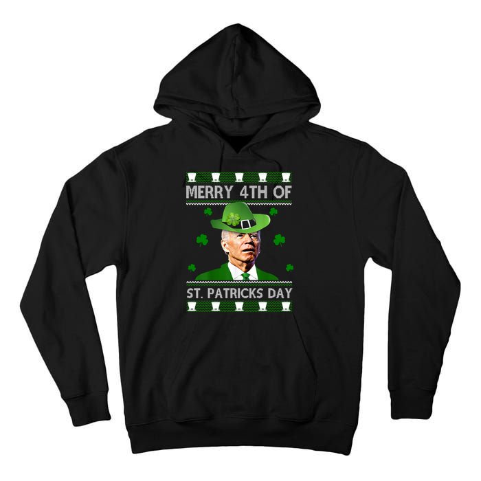 Merry 4th Of St Patrick's Day Funny Joe Biden Tall Hoodie