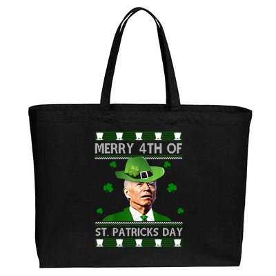 Merry 4th Of St Patrick's Day Funny Joe Biden Cotton Canvas Jumbo Tote