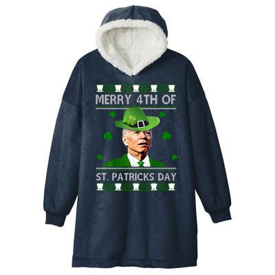 Merry 4th Of St Patrick's Day Funny Joe Biden Hooded Wearable Blanket