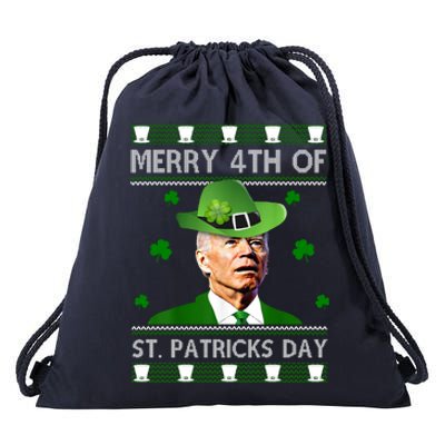 Merry 4th Of St Patrick's Day Funny Joe Biden Drawstring Bag