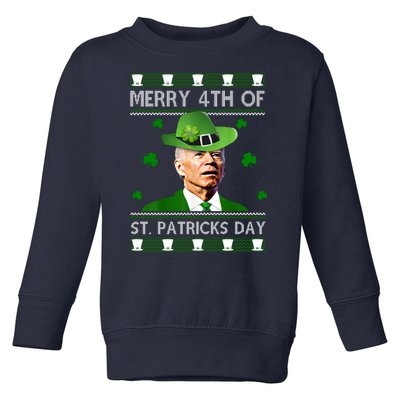 Merry 4th Of St Patrick's Day Funny Joe Biden Toddler Sweatshirt