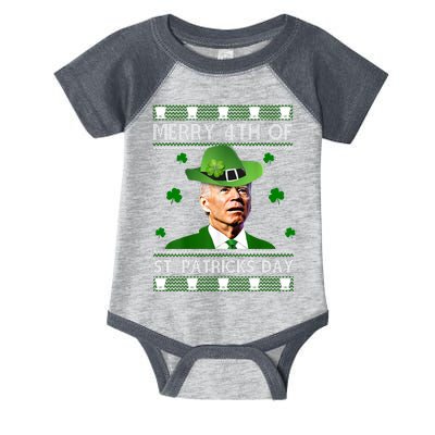 Merry 4th Of St Patrick's Day Funny Joe Biden Infant Baby Jersey Bodysuit