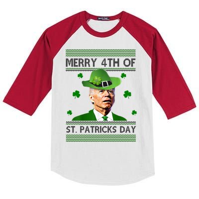 Merry 4th Of St Patrick's Day Funny Joe Biden Kids Colorblock Raglan Jersey