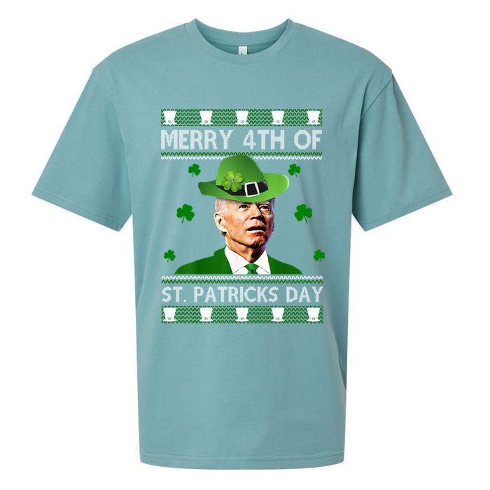Merry 4th Of St Patrick's Day Funny Joe Biden Sueded Cloud Jersey T-Shirt