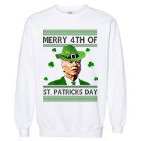 Merry 4th Of St Patrick's Day Funny Joe Biden Garment-Dyed Sweatshirt
